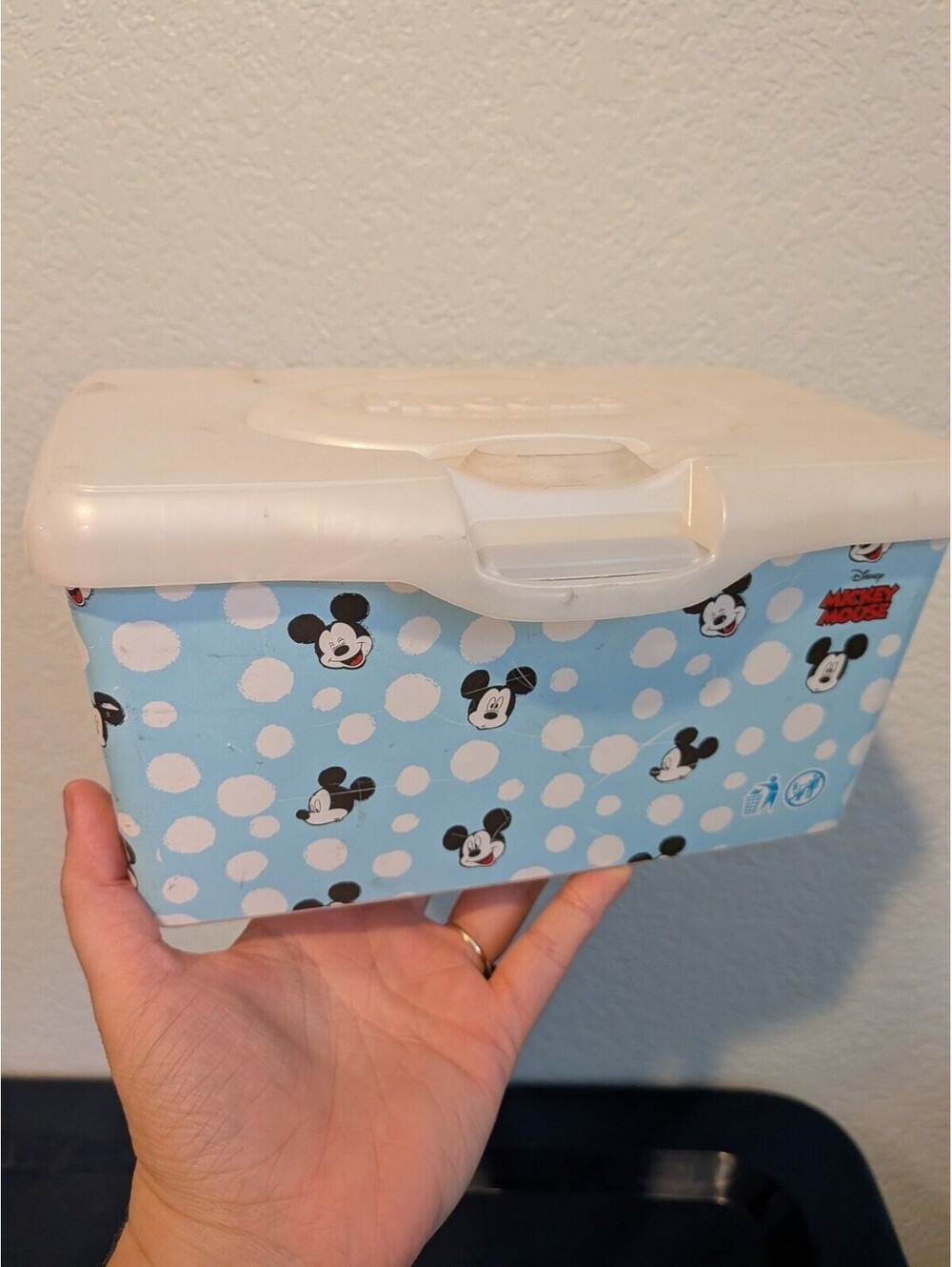 Huggies Wipe Container Mickey Mouse Blue Polka Dot - Good Rubber